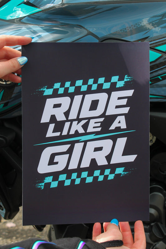 Ride Like a Girl - (Teal) Print