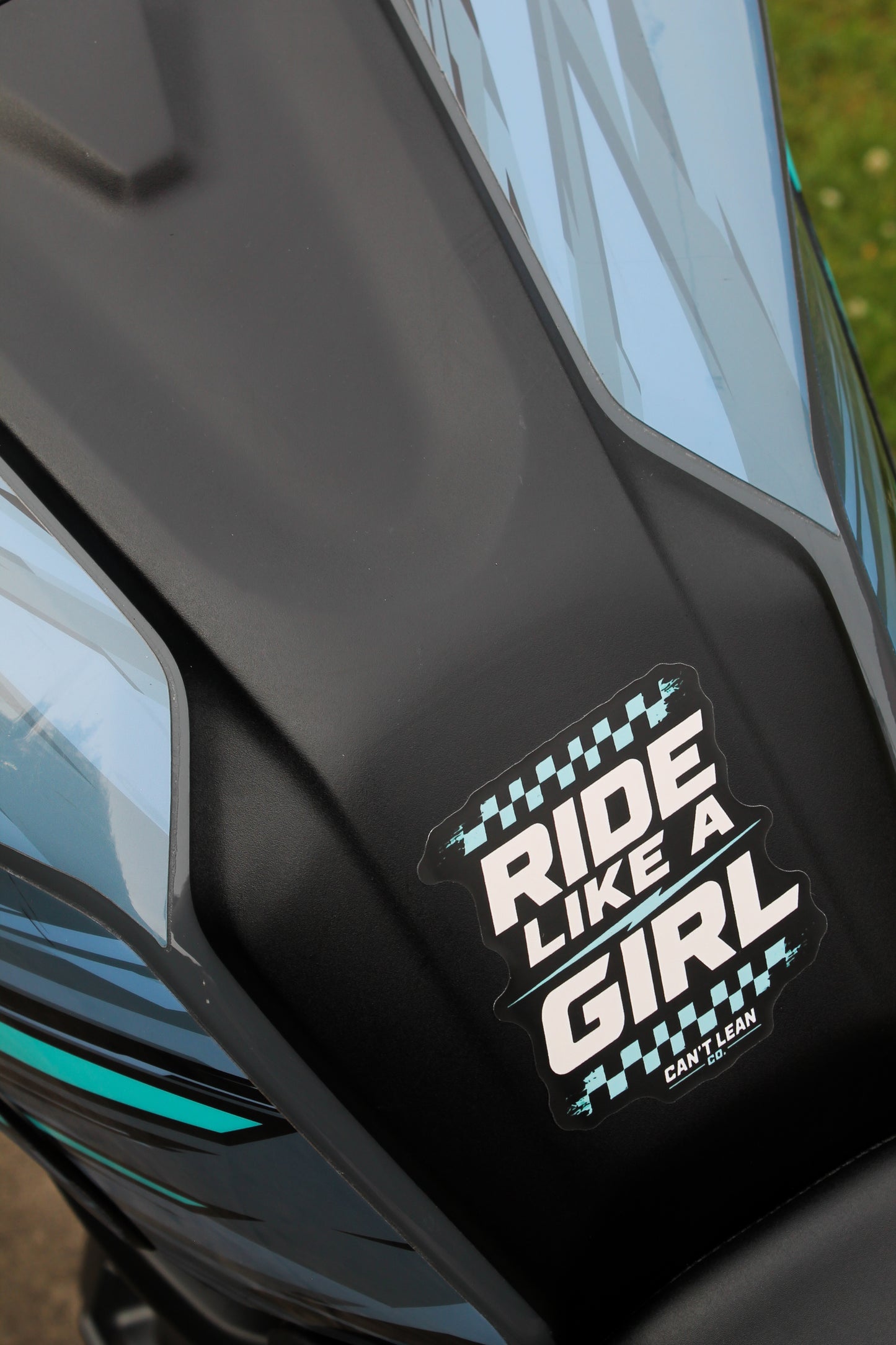 Ride Like a Girl - (Teal) Waterproof Sticker