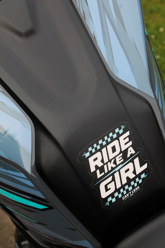 Ride Like a Girl - (Teal) Waterproof Sticker