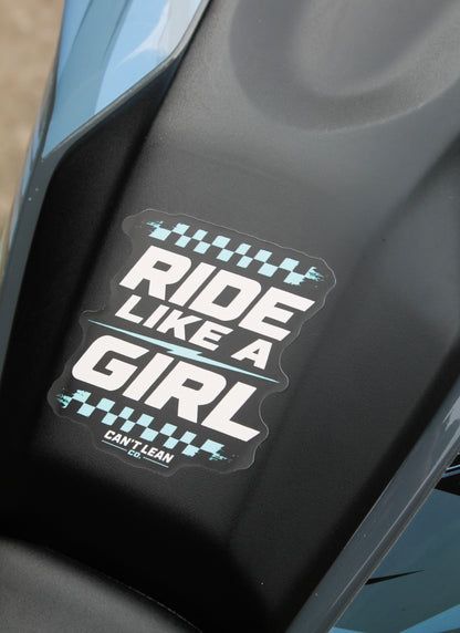 Ride Like a Girl - (Teal) Waterproof Sticker