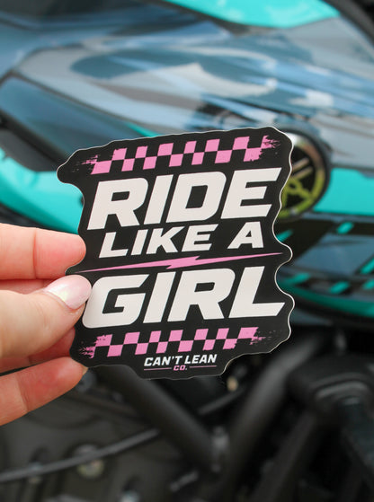 Ride Like a Girl - (Pink) Waterproof Sticker